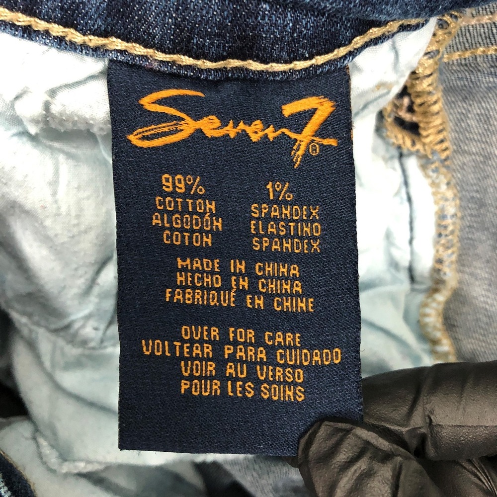 Seven7 Capri Jeans Womens 10 Blue Mid Rise Distressed Embroidered Stretch Denim - Picture 5 of 13